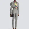 Stretchbyxor i Prince of Wales-jacquard Stretchbyxor i Prince of Wales-jacquard