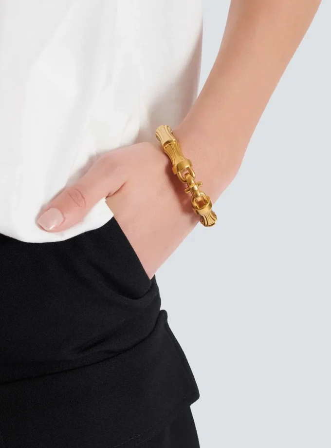 Sync-armband i mässing med bambumönster