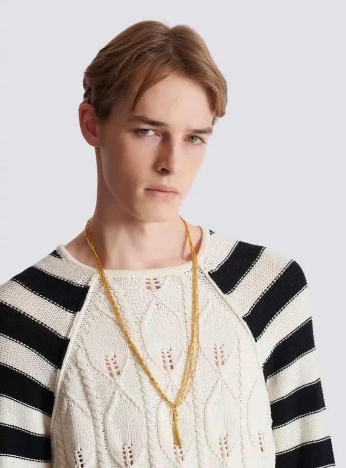 Sync guldfärgat långt halsband i mässing