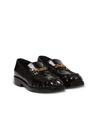 Synkroniserade glaserade läderloafers