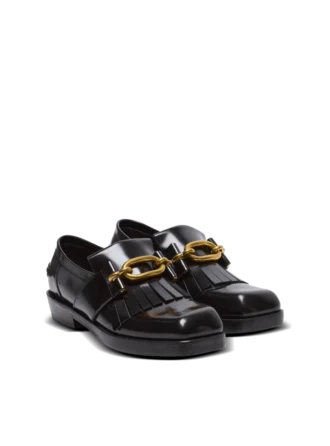 Synkroniserade glaserade läderloafers