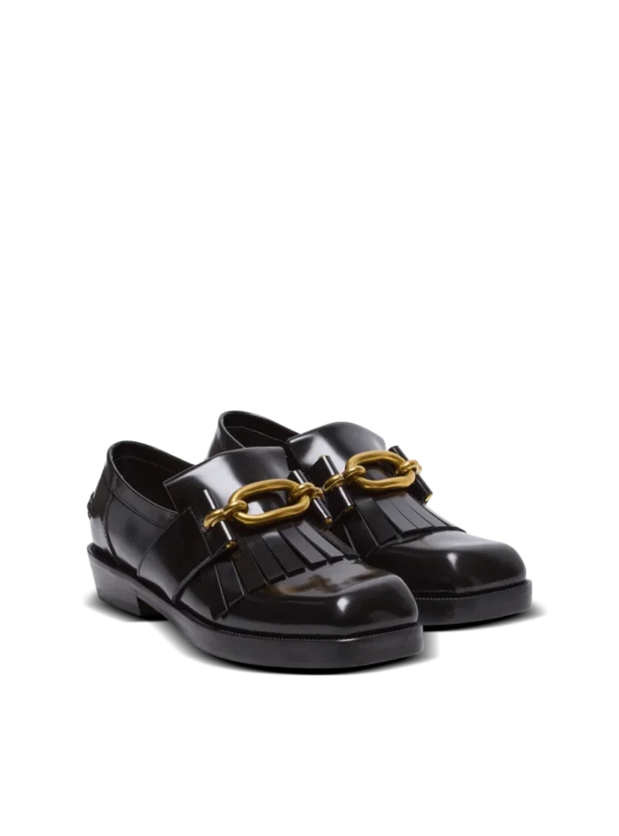 Synkroniserade glaserade läderloafers
