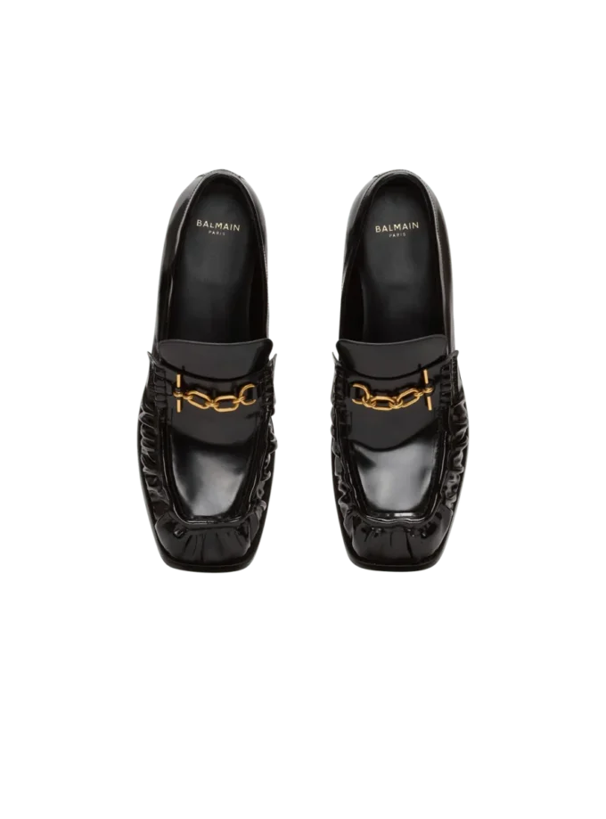 Synkroniserade glaserade läderloafers