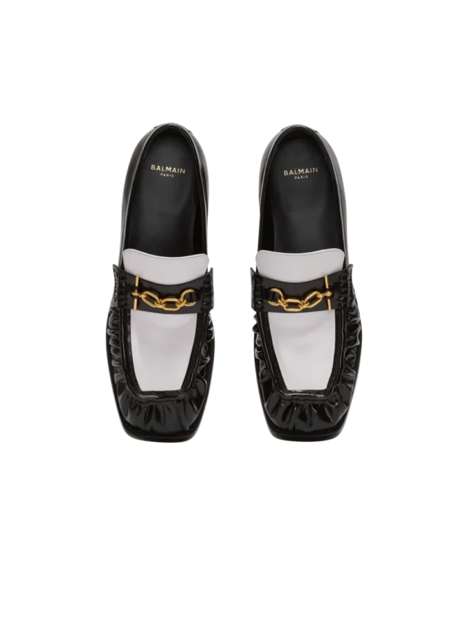 Synkroniserade glaserade läderloafers