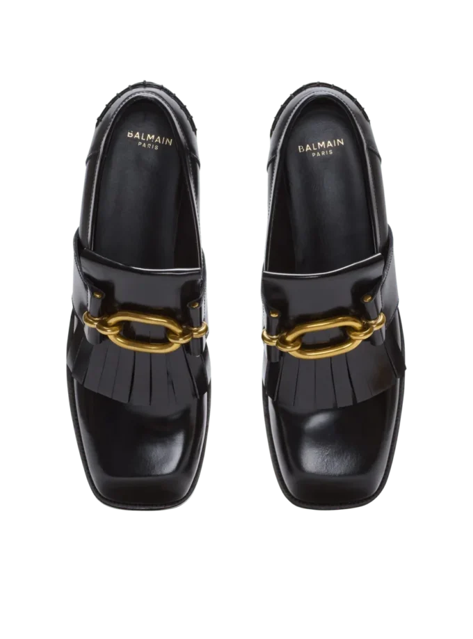 Synkroniserade glaserade läderloafers