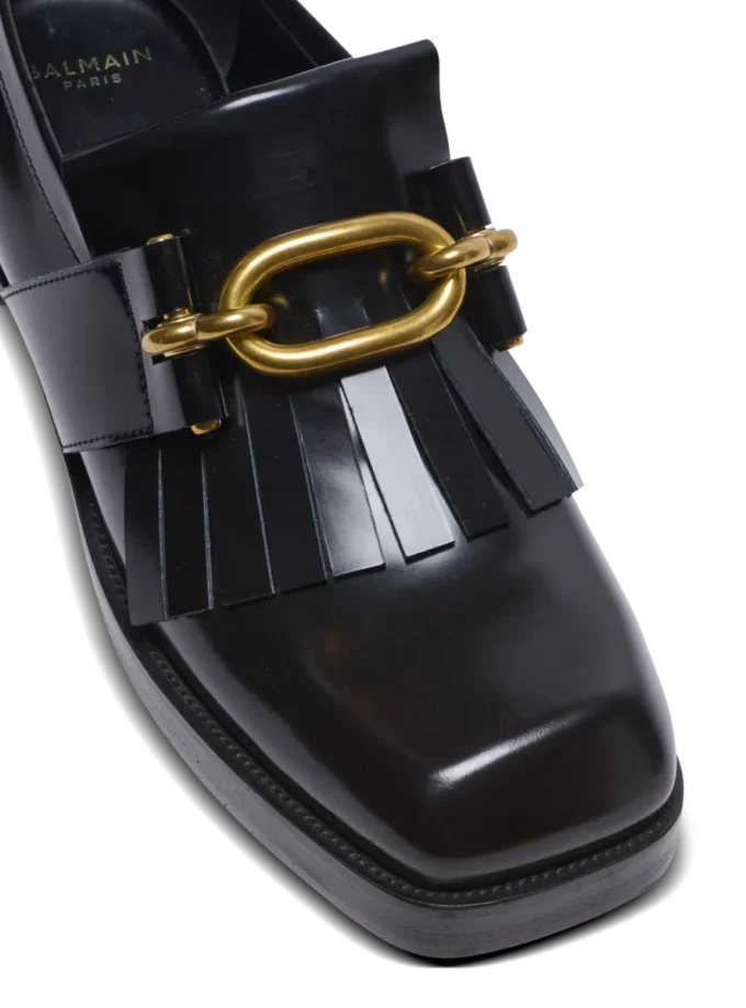 Synkroniserade glaserade läderloafers