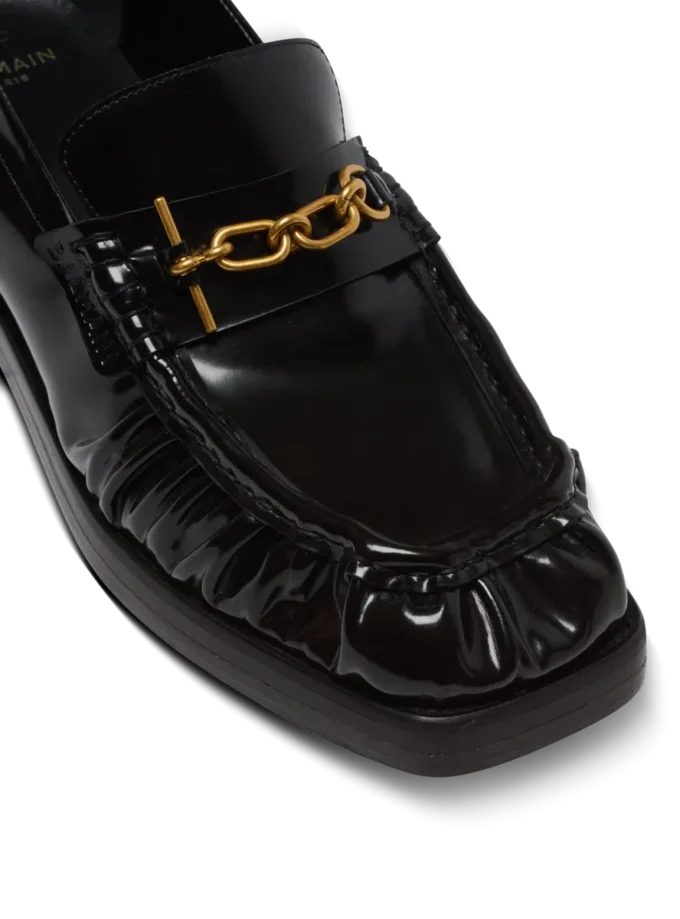 Synkroniserade glaserade läderloafers