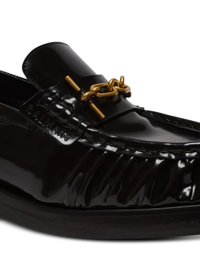 Synkroniserade glaserade läderloafers