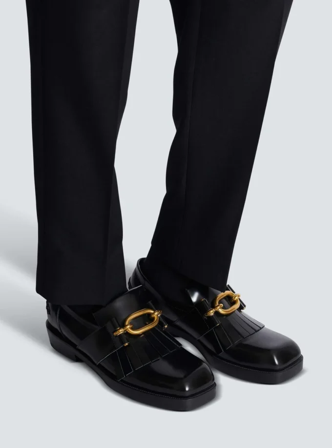 Synkroniserade glaserade läderloafers