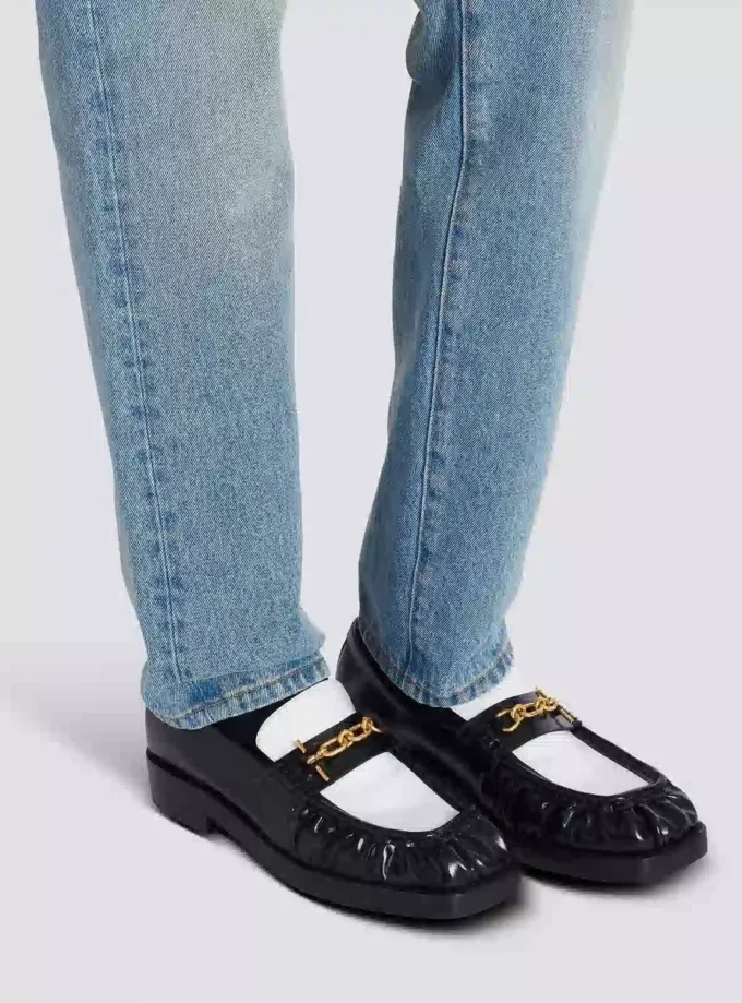 Synkroniserade glaserade läderloafers