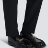 Synkroniserade glaserade läderloafers