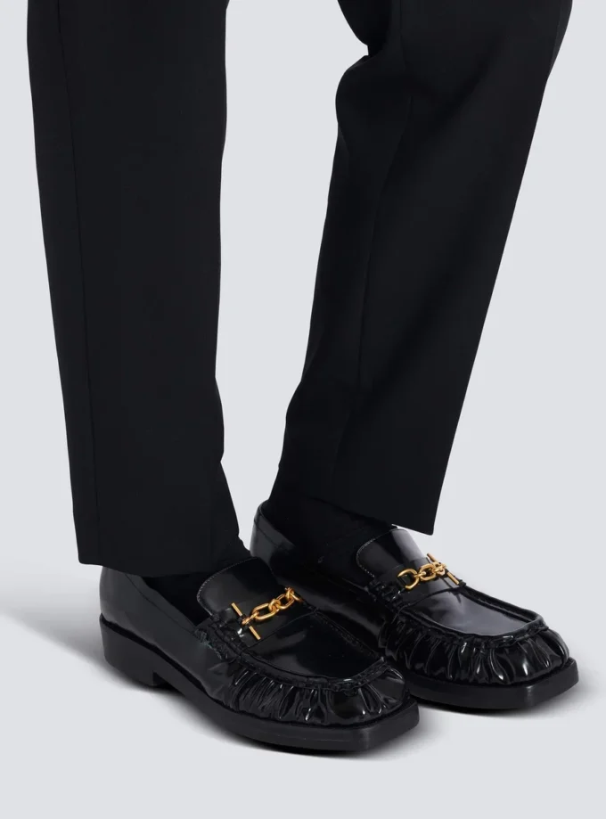 Synkroniserade glaserade läderloafers
