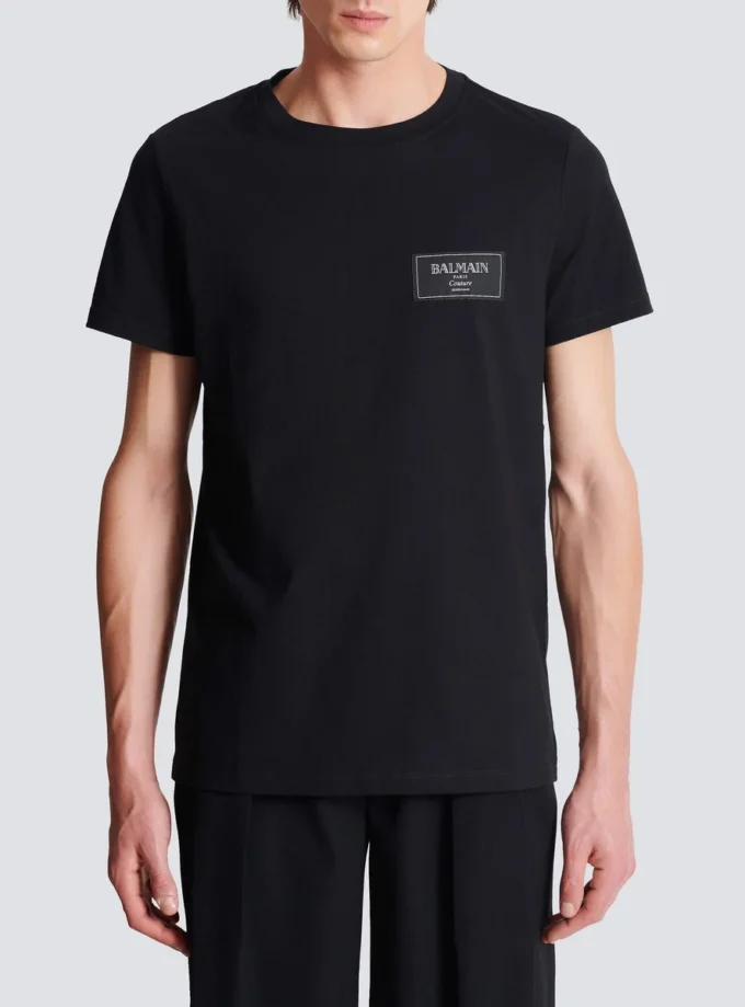 T-shirt med Balmain Couture-etikett T-shirt med Balmain Couture-etikett