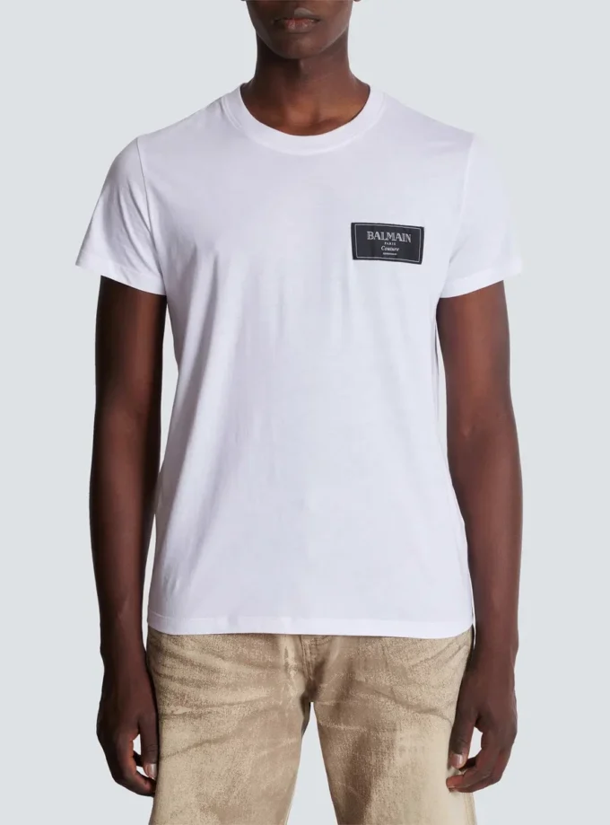 T-shirt med Balmain Couture-etikett T-shirt med Balmain Couture-etikett