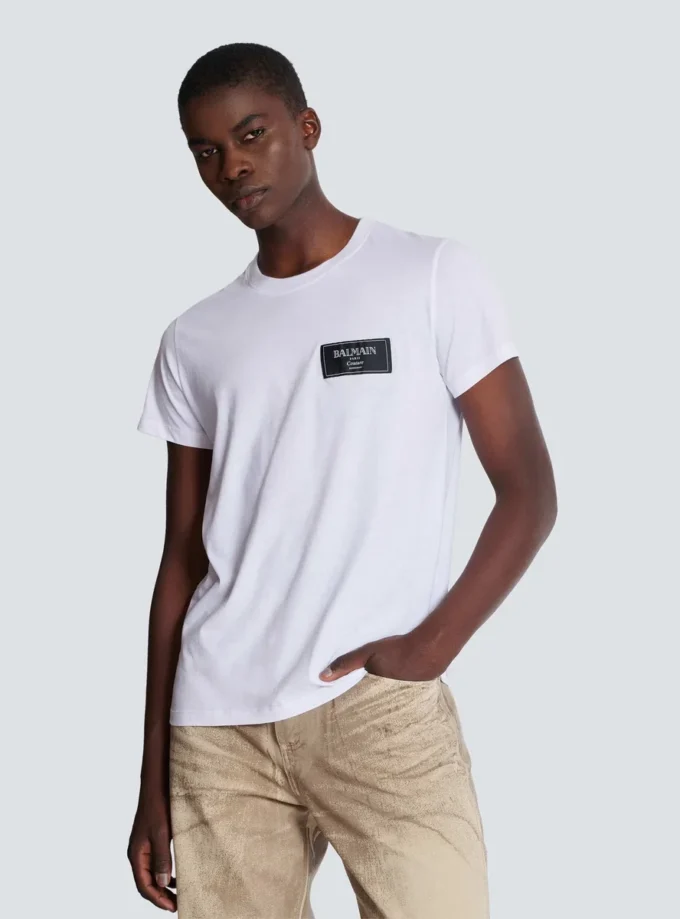 T-shirt med Balmain Couture-etikett T-shirt med Balmain Couture-etikett