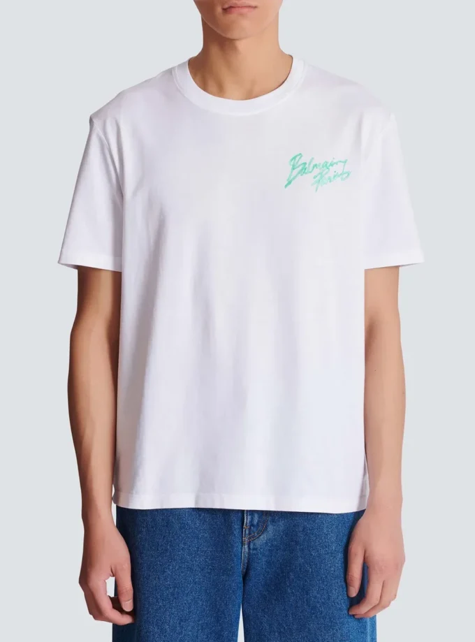 T-shirt med Balmain Paris Brush-tryck T-shirt med Balmain Paris Brush-tryck