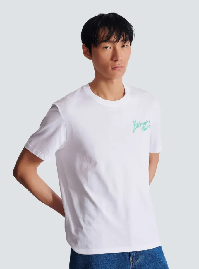 T-shirt med Balmain Paris Brush-tryck T-shirt med Balmain Paris Brush-tryck