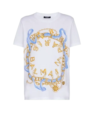 T-shirt med Balmain Paris Chain-tryck