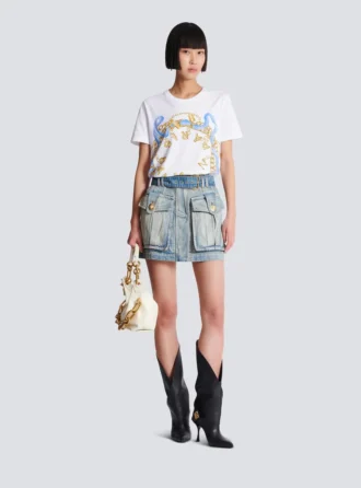 T-shirt med Balmain Paris Chain-tryck