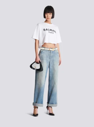 T-shirt med Balmain Paris-tryck