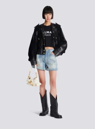 T-shirt med Balmain Paris-tryck