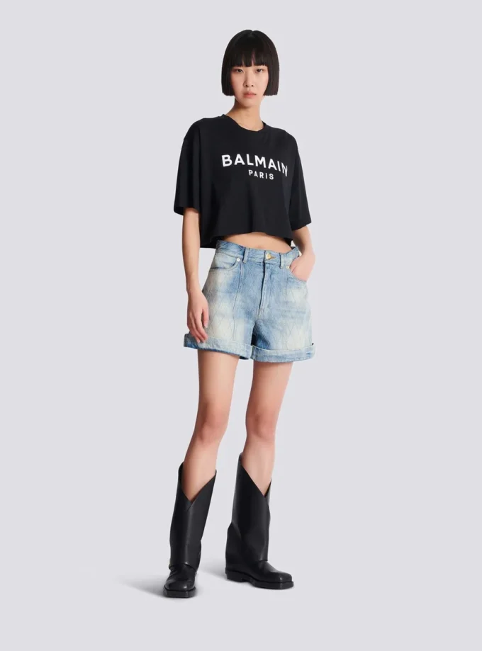 T-shirt med Balmain Paris-tryck
