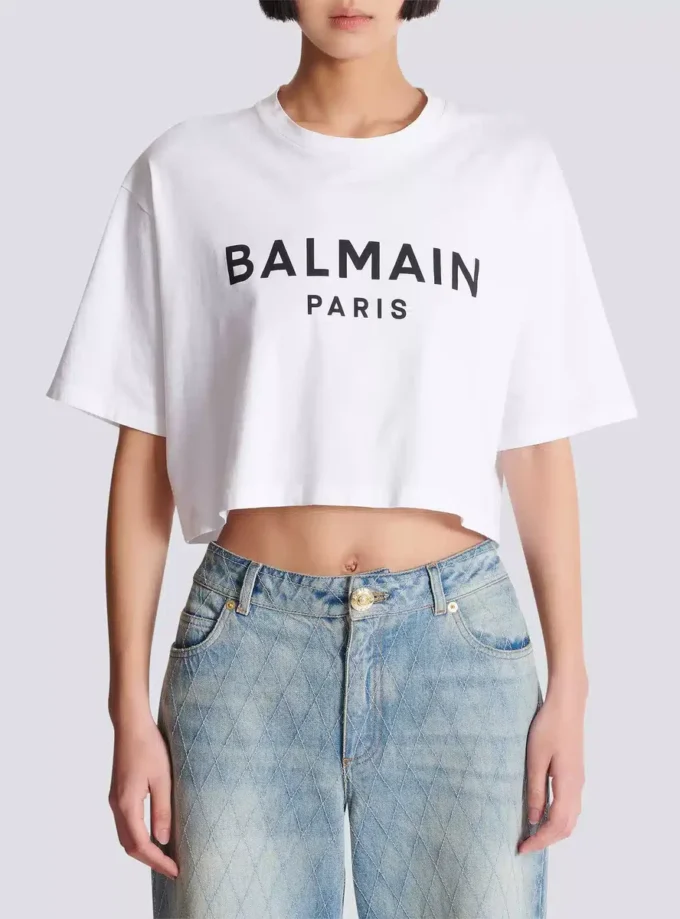 T-shirt med Balmain Paris-tryck T-shirt med Balmain Paris-tryck