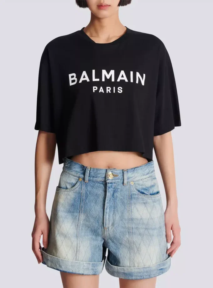 T-shirt med Balmain Paris-tryck