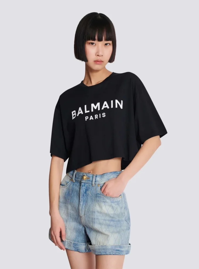 T-shirt med Balmain Paris-tryck