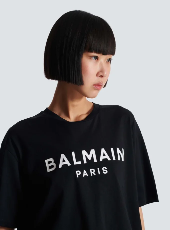 T-shirt med Balmain Paris-tryck