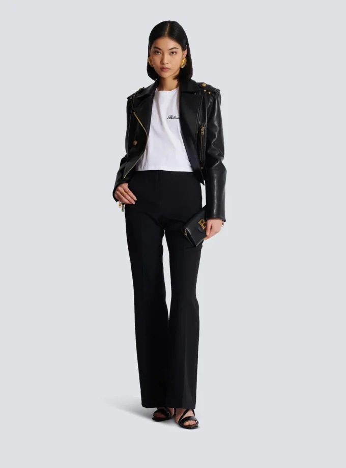 T-shirt med Balmain Signature-broderi T-shirt med Balmain Signature-broderi