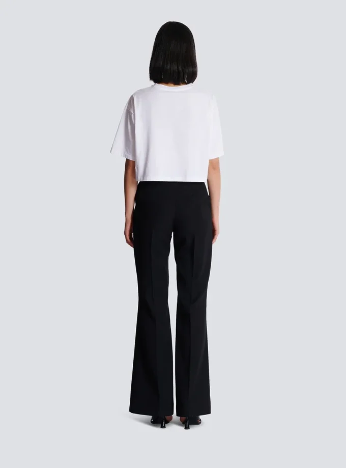 T-shirt med Balmain Signature-broderi T-shirt med Balmain Signature-broderi