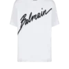 T-shirt med flockat Balmain Letter-logo T-shirt med flockat Balmain Letter-logo