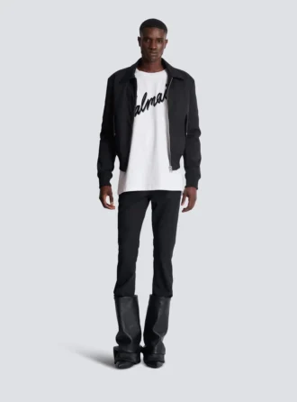 T-shirt med flockat Balmain Letter-logo