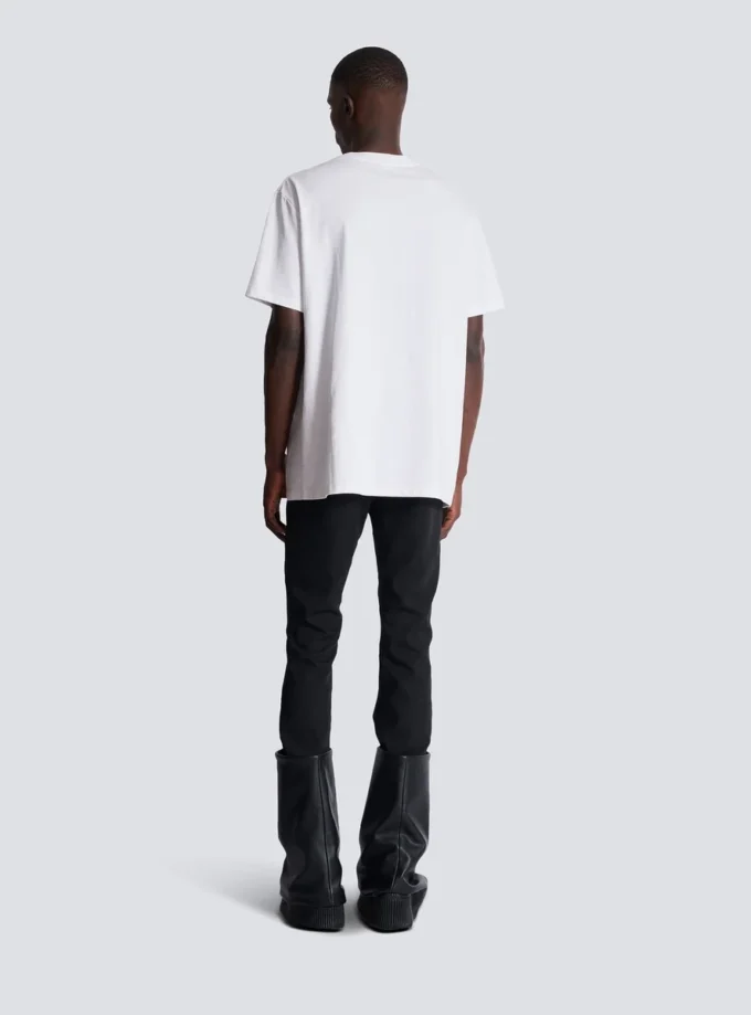 T-shirt med flockat Balmain Letter-logo T-shirt med flockat Balmain Letter-logo