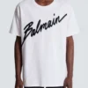 T-shirt med flockat Balmain Letter-logo T-shirt med flockat Balmain Letter-logo