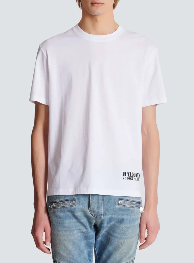 T-shirt med liten Balmain-stämpel T-shirt med liten Balmain-stämpel