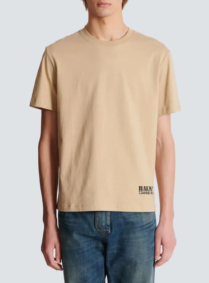 T-shirt med liten Balmain-stämpel T-shirt med liten Balmain-stämpel