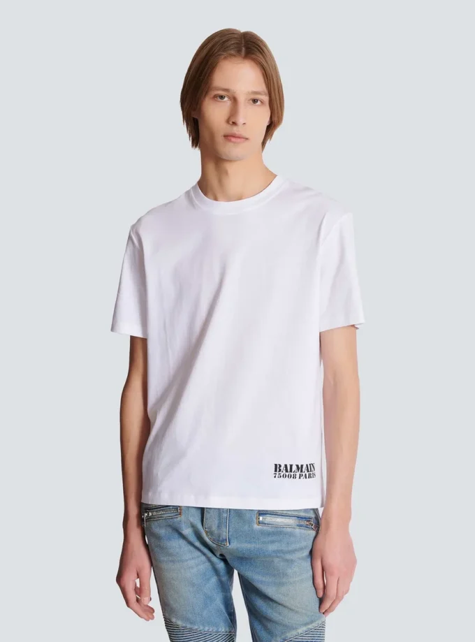 T-shirt med liten Balmain-stämpel T-shirt med liten Balmain-stämpel