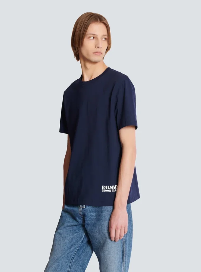 T-shirt med liten Balmain-stämpel T-shirt med liten Balmain-stämpel