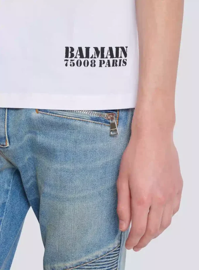 T-shirt med liten Balmain-stämpel T-shirt med liten Balmain-stämpel