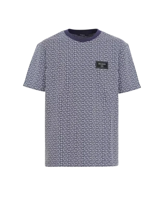 T-shirt med monogram och Balmain Couture-etikett