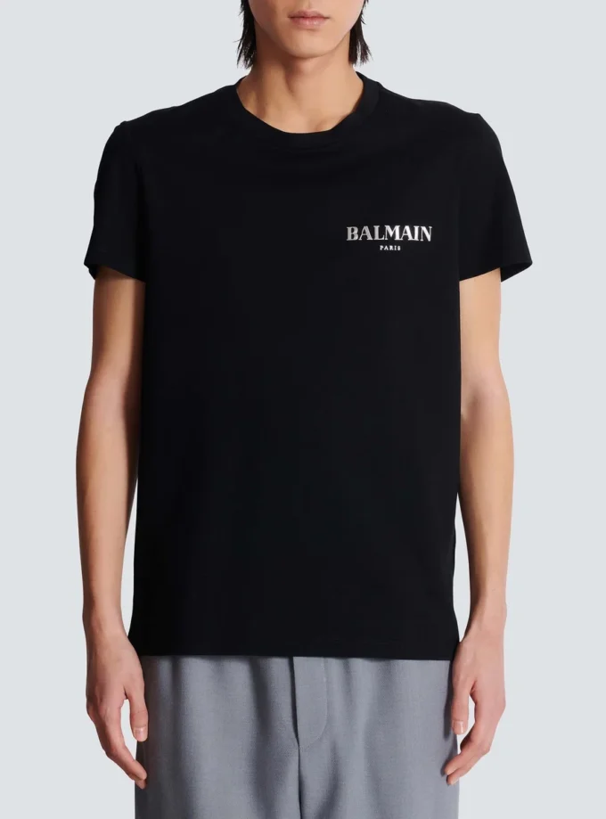 T-shirt med vintage Balmain-logotyp i gel T-shirt med vintage Balmain-logotyp i gel