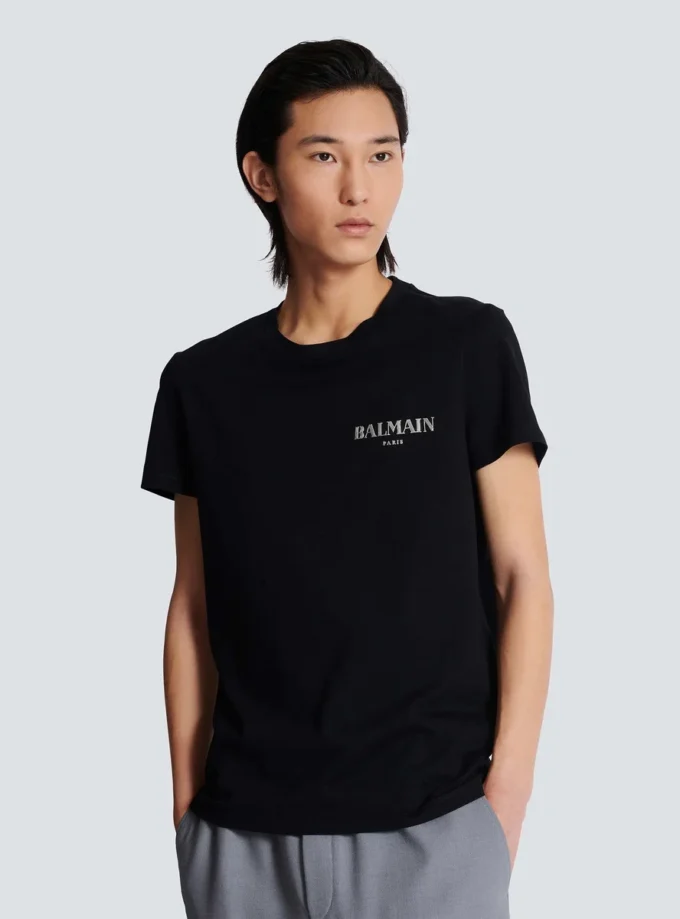 T-shirt med vintage Balmain-logotyp i gel T-shirt med vintage Balmain-logotyp i gel