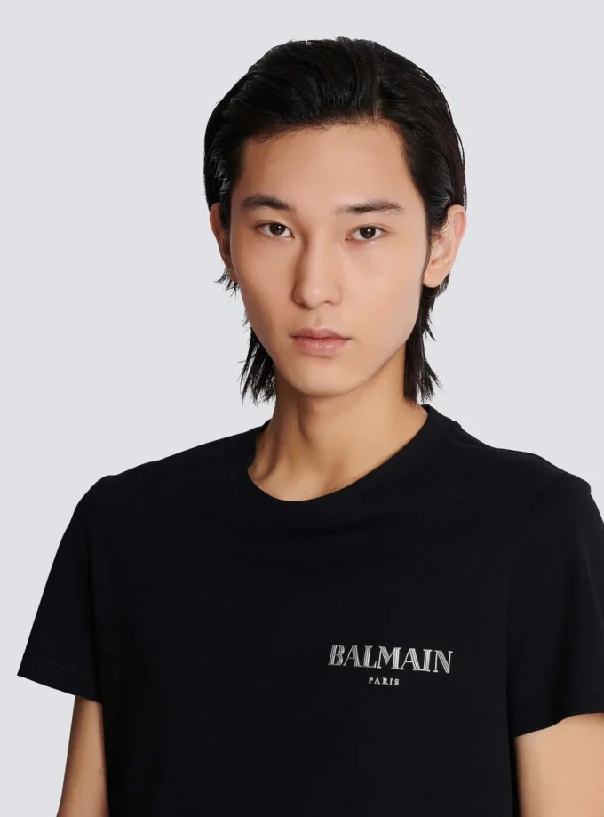 T-shirt med vintage Balmain-logotyp i gel T-shirt med vintage Balmain-logotyp i gel
