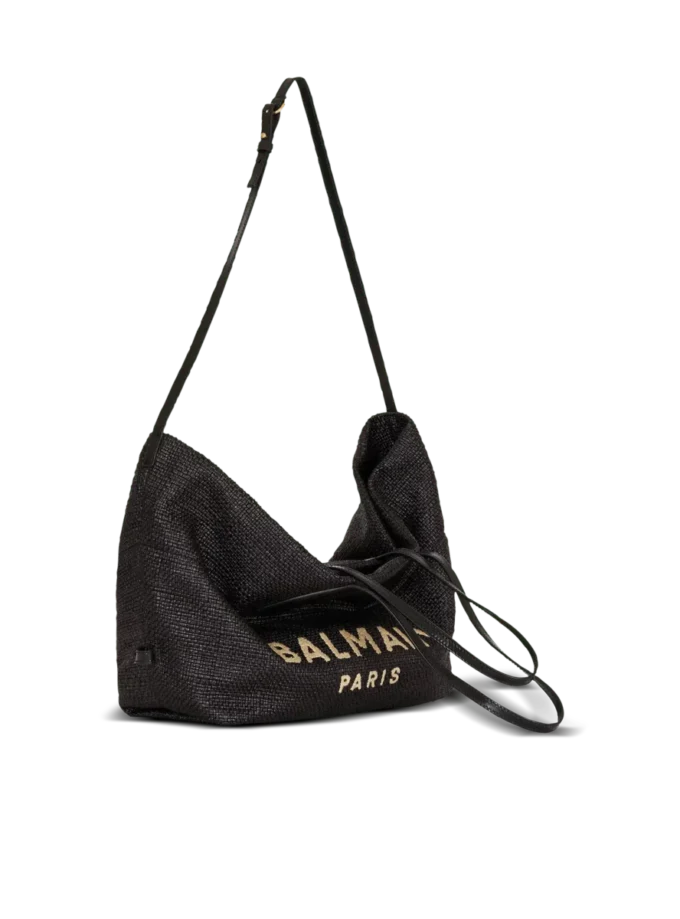 Track-toteväska i raffia och kalvskinn Track-toteväska i raffia och kalvskinn