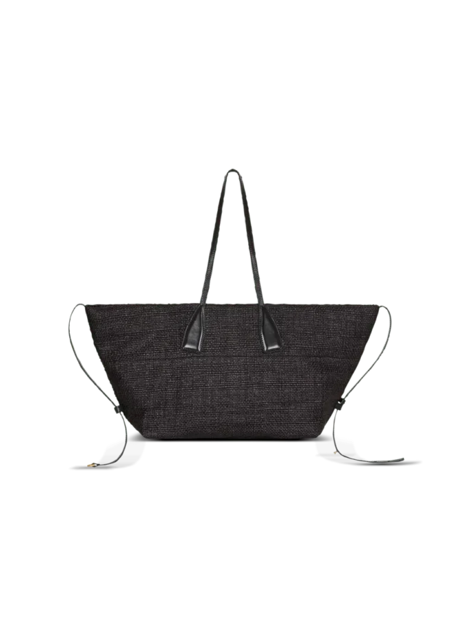 Track-toteväska i raffia och kalvskinn Track-toteväska i raffia och kalvskinn