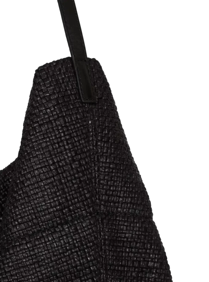 Track-toteväska i raffia och kalvskinn Track-toteväska i raffia och kalvskinn