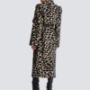 Trenchcoat med bälte i jacquard med leopardmönster Trenchcoat med bälte i jacquard med leopardmönster