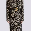 Trenchcoat med bälte i jacquard med leopardmönster Trenchcoat med bälte i jacquard med leopardmönster